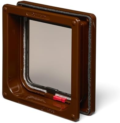 Cat Mate 2-Way-Locking Cat Flap with Door Liner to 50mm (234) - Secure Lockable Door for Small to Medium Sized Cats, for UPVC, Wood and Wall, Brown