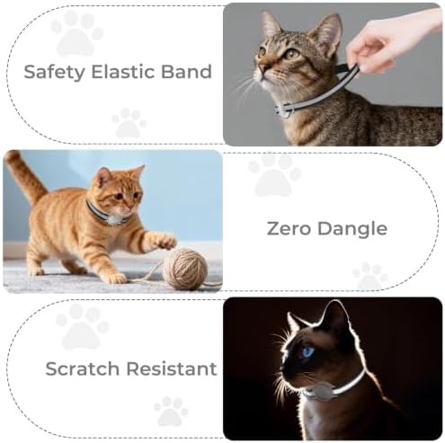 AirTag Cat Collar, Ultra Elastic Cat Tracker Collar (Reflective Black) | Compatible with Apple Air Tag Holder, Lightweight, Scratch Resistant, Stepless Adjustable Pet Tracking Collars for Cat Kitten