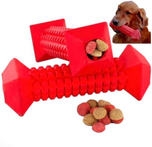 Dog Chew Toys for Aggressive Chewers – Tough Chew Toys for Dogs with Treat Dispenser – Indestructible Rubber Dog Toy for Teeth Cleaning – Chew Bones for Large Dogs