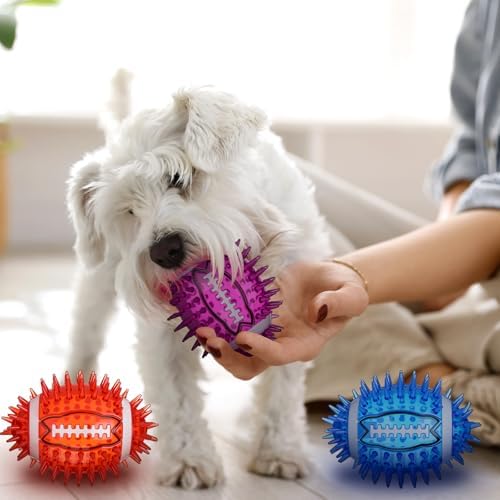 Gemscream 6 Pcs 4.7'' Spiky Squeaker Football Dog Toy Balls for Teething
