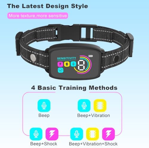 Dog Bark Collar,Shock Collar for Dogs,IP67 Waterproof, Type-C Rechargeable with Color Screen, 8 Sensitivity Levels & 4 Training Modes,AI Auto-Sleep & Safe Mode for Calming Dogs at Home
