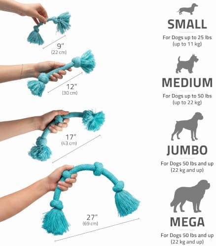 Playology Tug Rope Dog Toys for Medium Dogs - Medium, Peanut Butter Scent