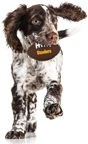 NFL Pittsburgh Steelers Mega-chew Hard Nylon Bacon-flavored Dog Bone Football Chew Toy. Tasty Interactive Fun for Aggressive Chewers