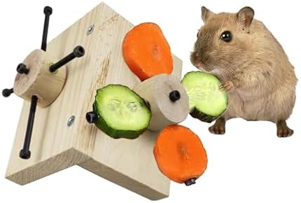 Mouse Rat Enrichment Toys, Rat Foraging Toy, Rat Toys for Pet Rats in Cage, Guinea Pig Treats Feeder, Food Dispenser for Rodents Mouse Syrian Hamster Gerbil Bunny, Puzzle Accessories (S, Wood)
