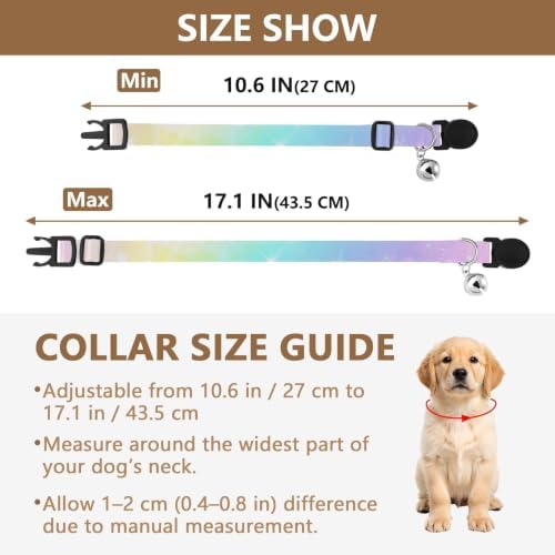 Gradient Rainbow Breakaway Cat Collars with Bell 2 Pack Cat Collar Adjustable 10.6 to 17.1 Inches