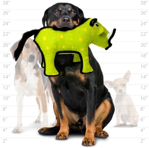 TUFFY - World's Tuffest Soft Dog Toy - Desert Warthog Green- NO Squeakers - Multiple Layers. Made Durable, Strong & Tough. Interactive Play (Tug, Toss & Fetch). Machine Washable & Floats