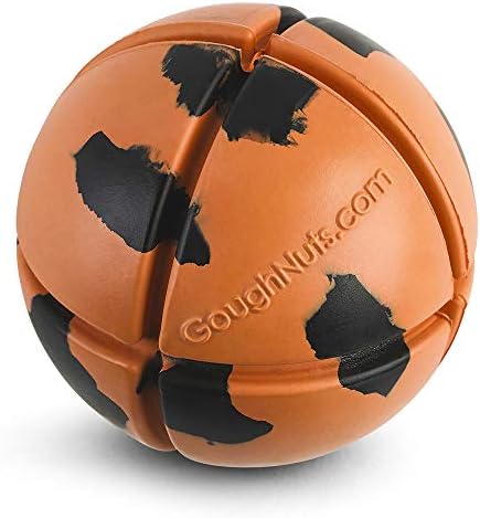 Goughnuts – Virtually Indestructible Ball - Guaranteed Dog Chew Toys for Aggressive Chewers Like Pit Bulls, German Shepherds, and Labs from 30-70 Pounds - Tough and Durable Natural Rubber - Orange
