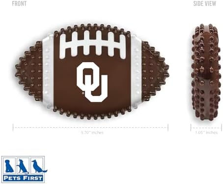 Pets First NCAA Oklahoma Sooners Mega-Chew Hard Nylon Bacon-Flavored Bone Football Chew Toy. Interactive Tasty & Fun Chew Toy. Indestructible Strong Durable Tough Dog Toys for Aggressive Chewers