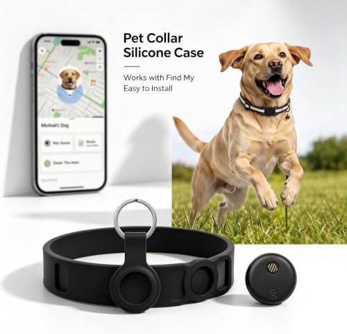 GPS Tracker for Dogs & Cats, Smart Pet Tracker, iOS Compatible Pet Locator, Lightweight Collar Tracking Tag with Protective Holder, No Monthly Fee