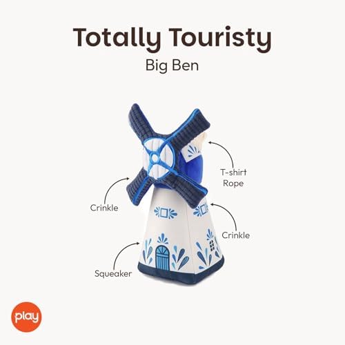P.L.A.Y. PET LIFESTYLE AND YOU P.L.A.Y. Cute Plush Dog Toys - Totally Touristy Landmark Themed Durable Squeaker Chew Toy, Great for Puppies Dogs - Machine Washable (Dutch Windmill, Medium)