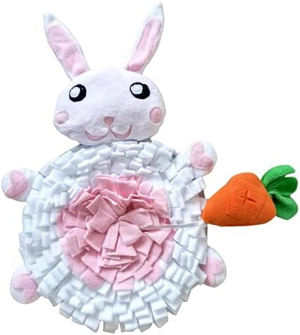Pet Snuffle Mat Dog Foraging Food Mats Interactive Feeding Puzzle Toy Animal Design Fleece Slow Feeder Treat Dispenser for Dogs Rabbits Guinea Pigs (Bunny)