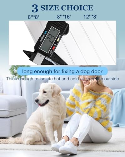 Dog Door Replacement Flap 8'' x 8' Clear PVC Doggie Flaps Customizable Plastic Vinyl Strips Thermal Insulation Thickness 0.08 in with Screws for DIY Doggie or Cat House