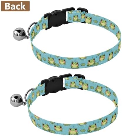 Cute Green Frogs Pond Cat Neck Collar, 2 Pack Collar with Bell for Dog Puppy