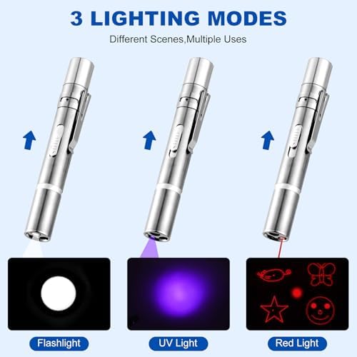 Damflew 2pcs Laser Pointer, Cat Toys for Indoor Cats, Kitten Dog Laser Pen Toy, Red Dot LED Light Pointer Interactive Toys for Indoor Cats Dogs, USB Charging, 5 Switchable Patterns