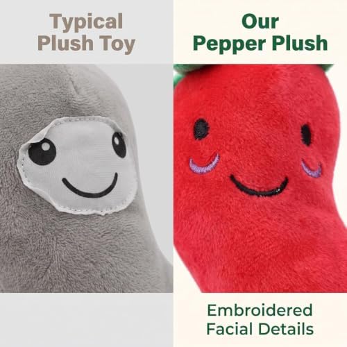 1 Pc Funny Red Fruit Dog Toys, Vegetable Dog Toys Squeaky Plush Chili Eggplant Corn Puppy Toys for Small Dogs,Chili, Nice and Practical