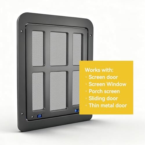 Enjoying Small Pet Door for Screen Door, Flap Opening 8.3" x 10.3", Window Screen Cat Door Doggy Door, Mesh Door with Magnetic Pet Door Built-in, Cat Door for Sliding Window Door, Lockable, Black