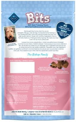 Blue Buffalo Bits Soft Dog Treats for Training, Made with Natural Ingredients & Enhanced with DHA, Salmon Recipe, 4-oz Bag (Pack of 6)