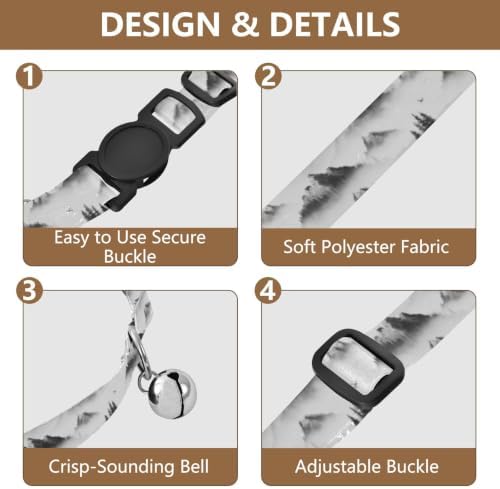 Mountains Trees Cat Bell Collar 2 Pack Dog Collar Adjustable 10.6 to 17.1 Inches