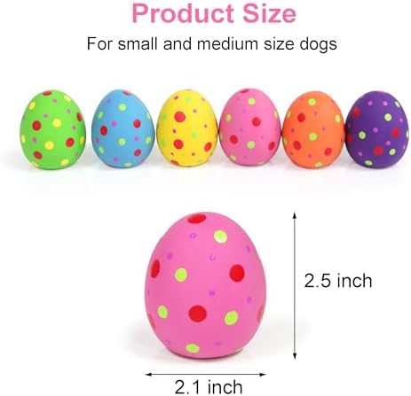 Dog Squeaky Toys, 6 Pcs Egg Shape Interactive Rubber Dog Toys, Durable Chew Fetch Play Toys for Puppies Small Medium Dogs