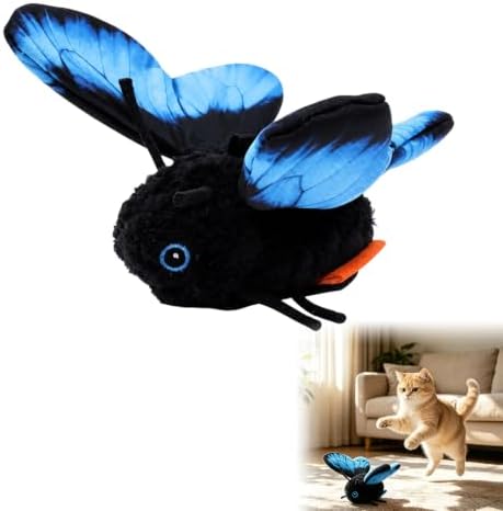2026 New Smart Sensing Flapping Butterfly Toy Interactive Cat,Electric Butterfly Cat Toy,Realistic Wing Movements Encourage Cats to Chase,Suitable for Indoor Play(Blue)