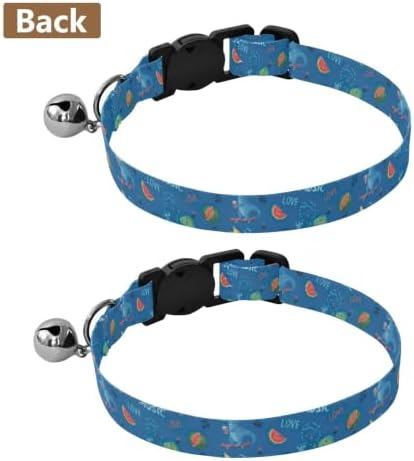 Cartoon Dinosaurs Music Kitten Collars 2 Pack Collar for Cats Adjustable 10.6 to 17.1 Inches