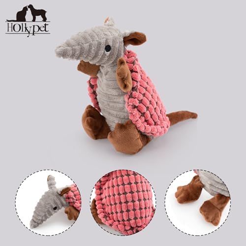 Hollypet Armadillo Squeaky Puppy Dog Toys for Small Medium Dogs, 8"