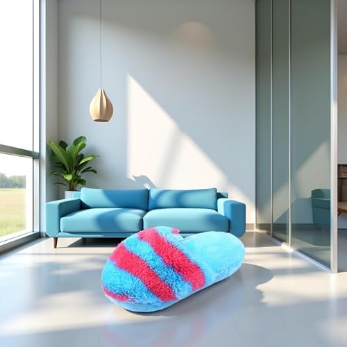 Blue Cute Pet Puppy Dog Cat Slipper Shape Plush Slipper Sound Pet Toy Pet Dog Chew Toys Squeak Plush Toys Shape Tooth Cleaning Chew Play Toy Supplies