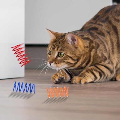 135 Pack 9 Colors Cat Spring Toys, Interactive Coil Plastic Spiral Spring Cat Toys for Indoor Cats Hunting, Biting, Swatting, and Active Play