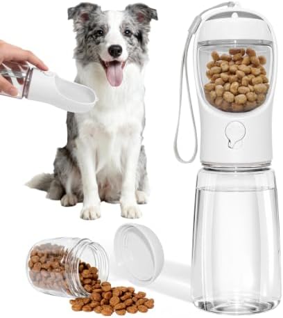 Portable Dog Water Bottle with Food Container, Drinking Bottle for Travel