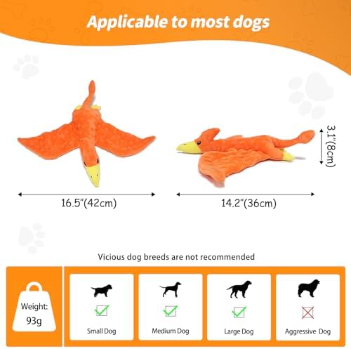 Plush Squeaky Dog Toys, 3 Pack Soft Stuffed Animals Dog Toy with Squeaker, Interactive Crinkle Dog Toys, Puppy Teething Chew Toy for Small, Medium & Large Breeds