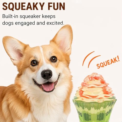 Molaxpet Squeaky Dog Toy Cupcake Rubber Interactive Chew Toy for Pet Dogs