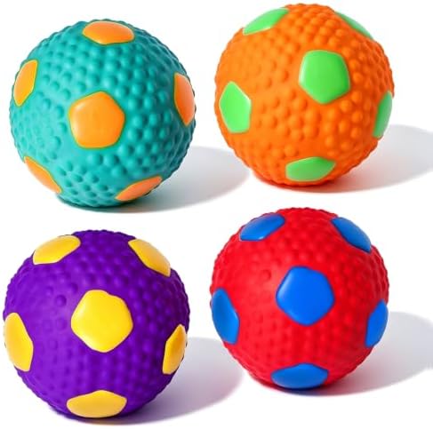 HOLYSTEED 2" Latex Squeaky Dog Toys for Small Dogs, Mini Breed, Soccer Ball