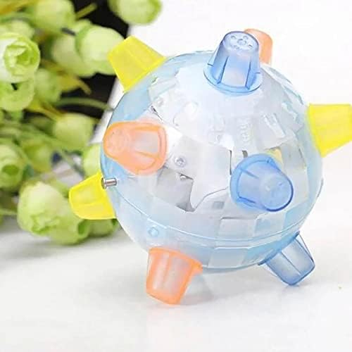 Jumping Activation Ball for Dogs with Flashing LED Ball Light & Music - Automatically Bouncing, Suitable for Indoor & Outdoor Play (Blue)