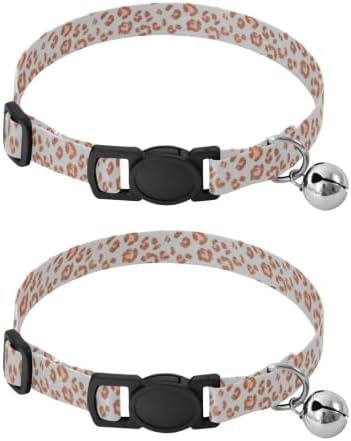 Rose Gold Leopard Spots Pet Collars 2 Pack Pet Collars for Cats Adjustable 10.6 to 17.1 Inches