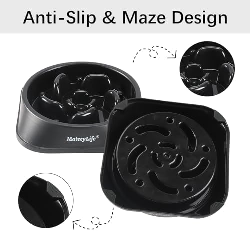 MateeyLife 1-Pack Slow Feeder Dog Bowls, 2 Cups, Dog Puzzle Feeder Bowl