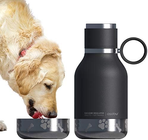 Asobu Buddy Bottle, a Stainless Steel Insulated Water Bottle with Removable Dog Water Bowl and Dog Food and Treat Storage (Midnight Marble, 37 Oz)