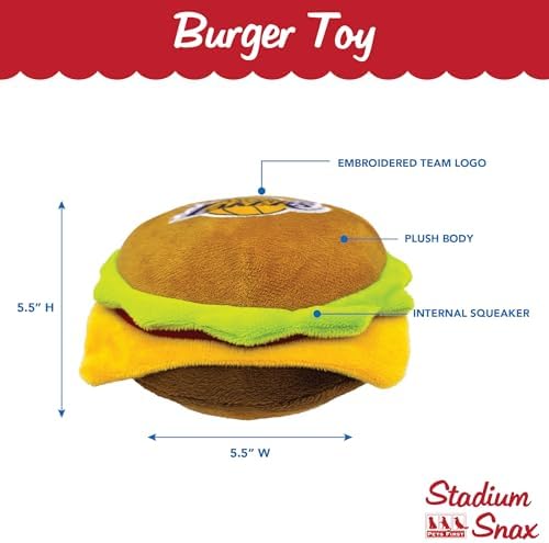 Pets First NBA Los Angeles Lakers Cheese Burger Plush Dog & CAT Squeak Toy - Cutest Stadium HAMBERGER Snack Plush Toy for Dogs & Cats with Inner Squeaker