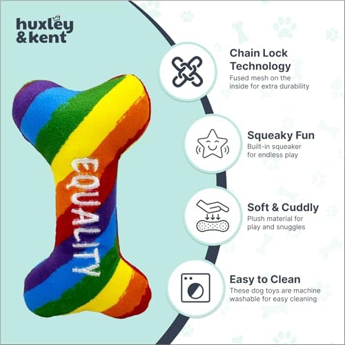 Huxley & Kent Tiny Tuff Plush Dog Toy, Equality Bone