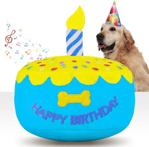 Dog Birthday Cake Toy, Larger Birthday Gift with Music Box