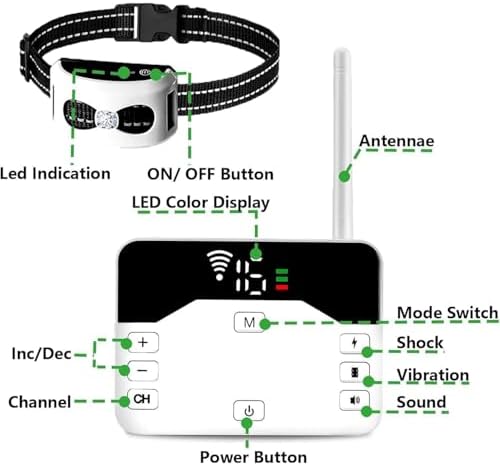 Smart 2-in-1 Electronic Wireless Fence Dog Trainer, Rechargeable and Waterproof, Signal Range Radius Up to 990 Feet. Suitable for All Dogs