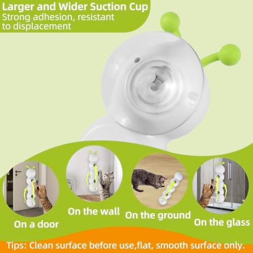 Cat Toys Interactive Feather, Caterpillar Cat Toy Automatic Fluffy Tail Teaser with Motion Sensor, Cat Worm Toy Suction Cup for Stable Play Reduce Boredom, USB Rechargeable, Perfect for Indoor Cats