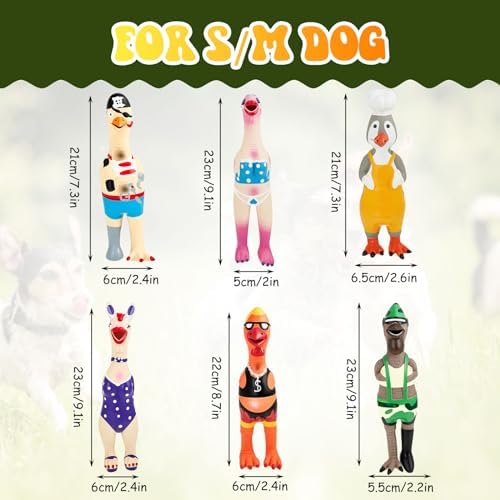 Silipull 6 Pcs Squeaky Rubber Chicken Dog Toys Latex Chew Toys, Cute