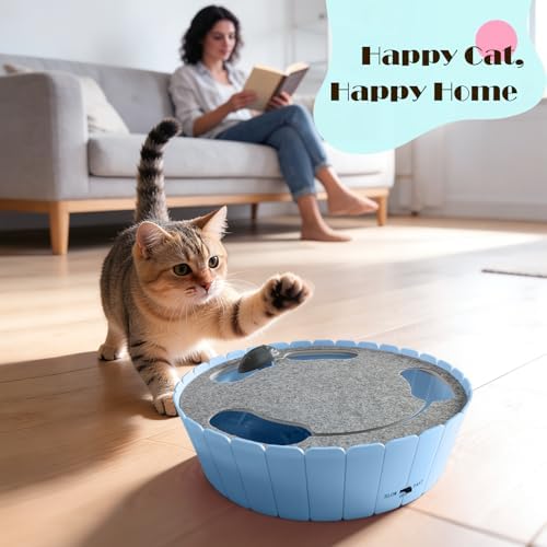 Pawaboo Interactive Cat Toy with Running Mouse, Automatic Track Kitten Toy | Electronic Motion Cat Toy for Indoor Cats, Pop and Play Hide Seek Cats Toys Hunting Mouse for Kitty Play Exercise, Blue