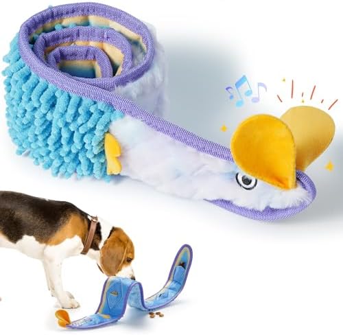 Nocciola EEL Squeaky Dog Toy, Tough No Stuffing Toy for Tug of War, Puppy Interactive Puzzle Fun to Keep Them Busy, Cognitive Crinkle Dog Toy for Large Medium Small Breed, Blue