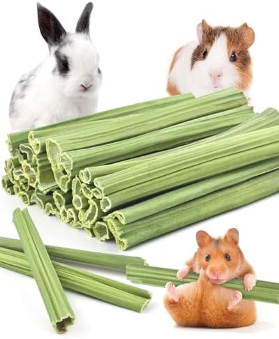 Bissap 35PCS Rabbit Chew Sticks, Natural Papaya Stems Bunny Chews Treats for Rabbit Hamster Chinchilla Guinea Pig Small Animals Organic Molar Chewing Snack