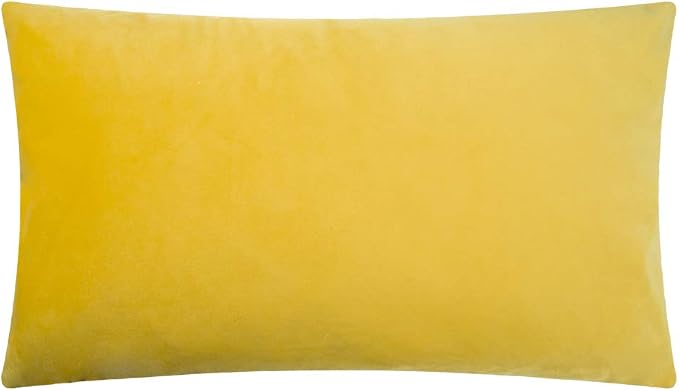KINGROSE Soft Velvet 3D Flower Throw Pillow Cover, Yellow, 12 x 20 Inches | Luxury Pillowcase, Decorative Cushion Case, For Bed Living Room Sofa Home