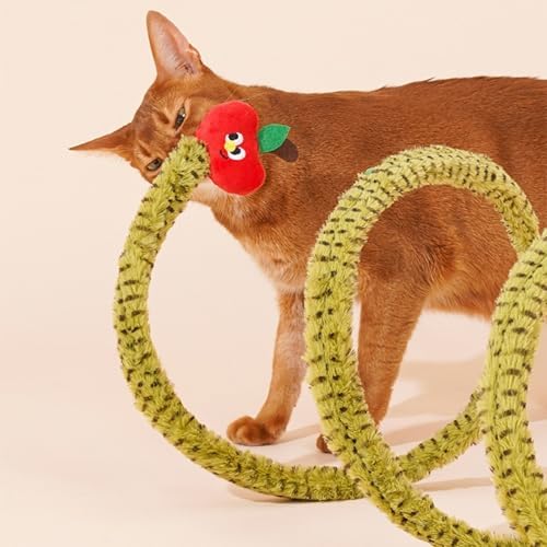 ZEZE Forest Snake Spiral Cat Tunnel Toy with Catnip, Bell & Hanging Teasers, Foldable Interactive Plush Tunnel for Indoor Cats