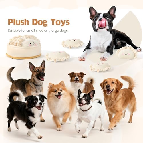 Sedioso Dog Squeaky Toys, 5-Pack Interactive Dogs Toy, Stuffed Dogs Chew Toys, Durable Treat Dispending Dog Plush Toy for All Breed