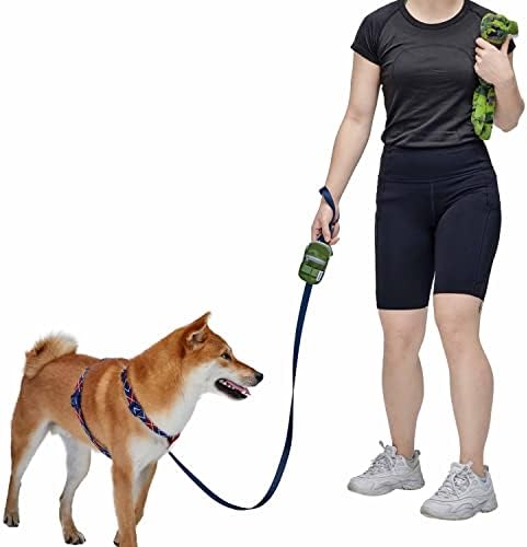Blueberry Style Forest Green Dog Waste Bag Dispenser, Dog Poop Bag Holder Leash Attachment, Includes 1 Roll of Free Poop Bags