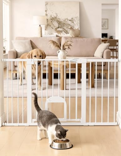Babelio Extra Wide Baby Gate with Cat Door, CatPrivilege III, 29-55"